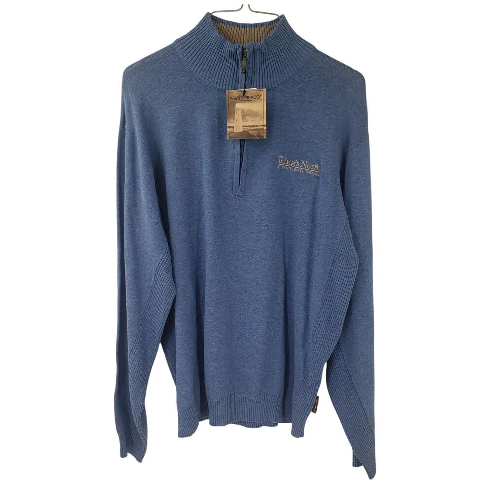 WEATHERPROOF Quarter Zip Blue Pullover Sweater Men's Size Medium M *NWT